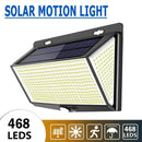468LED Solar Power Light PIR Motion Sensor Lamp Outdoor Wall Garden Lamp FAST~