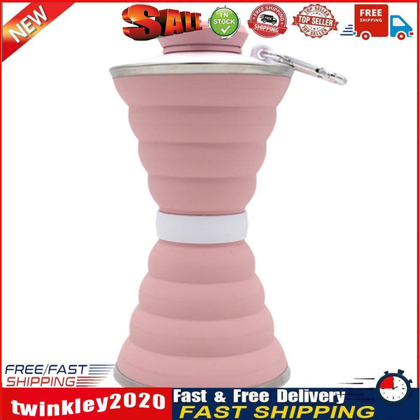 Sports 500mL Collapsible Soft Kettle Outdoor Silicone Water Bottle (Pink) Newly