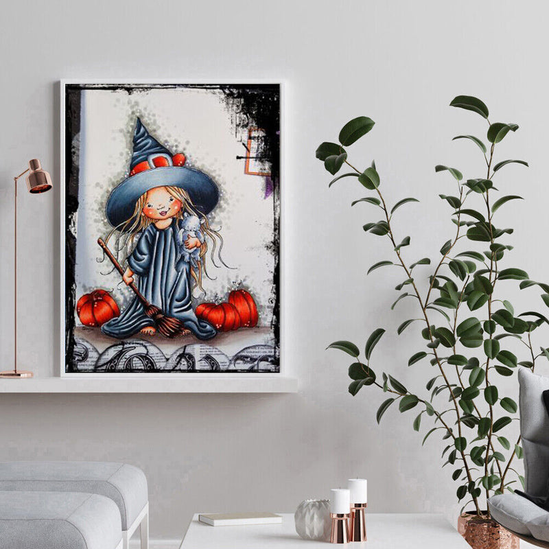 Art Hand Painted Oil Paint By Numbers Witch Digital Drawing On Canvas Home Decor