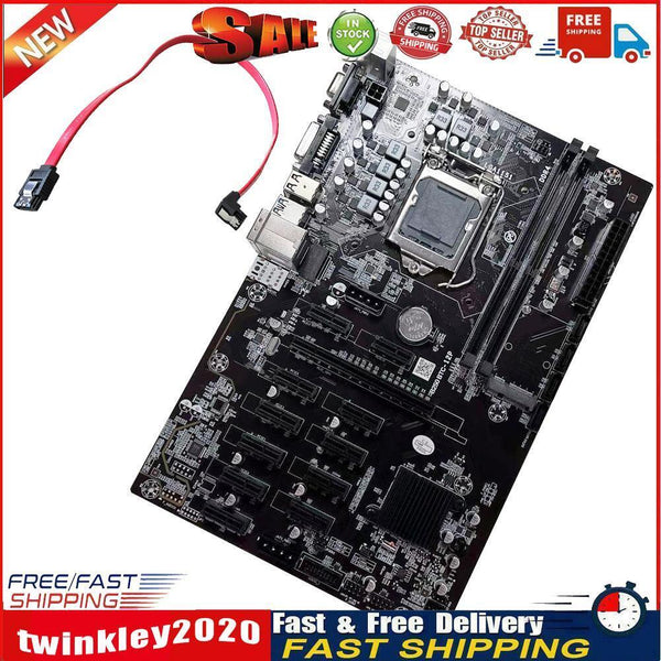 B250 BTC 12xPCI-E Mining Motherboard for LGA 1151 DDR4 with SATA2.0 Cable Newly
