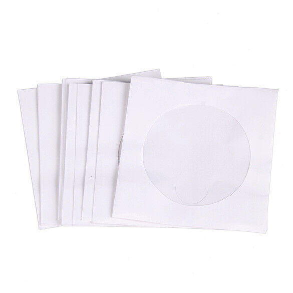 Mini 95Pcs Protective White Paper CD DVD Disc Storage Bag Envelopes Flap