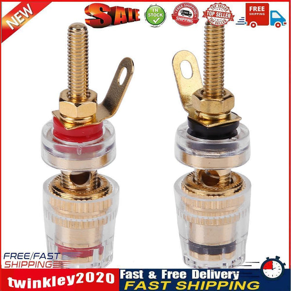 2pcs 4mm Brass Speaker Amplifier Binding Posts Terminals for Banana Plugs Newly