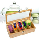 Wood Bamboo Tea Bag Box Storage Organizer Holder Sorter U 5 K Compartments Q4X0