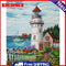 Hand Painted Oil Paint by Numbers DIY Lighthouse Drawing Wall Decoration Gift