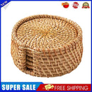 #A 6pcs Round Rattan Insulated Coasters Set Kitchen Table Bowl Drink Cup Mats