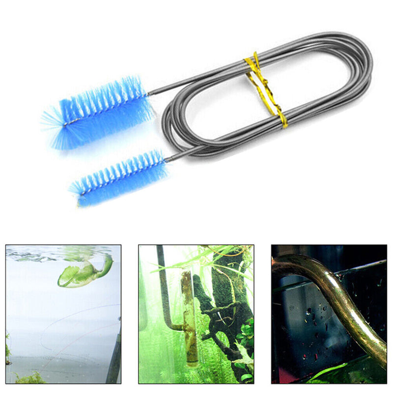 Aquarium Pipe Cleaning Brush Tube Flexible Double Ended Hose Cleaner (Blue)