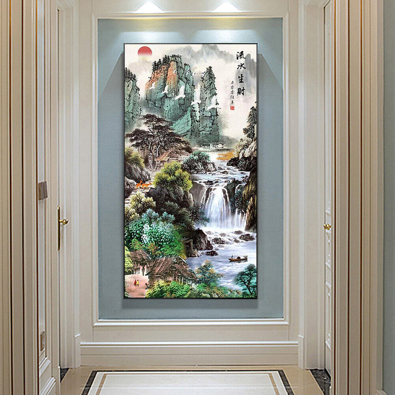 Waterfalls Oil Paint By Numbers Kits DIY Handpainted on Canvas Wall Art Picture