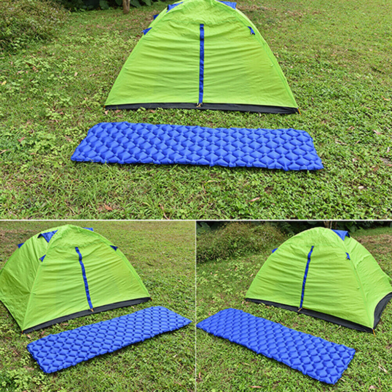 Tent Camping Mat Inflatable Hiking Portable Travel Sleeping Pad (Navy Blue)
