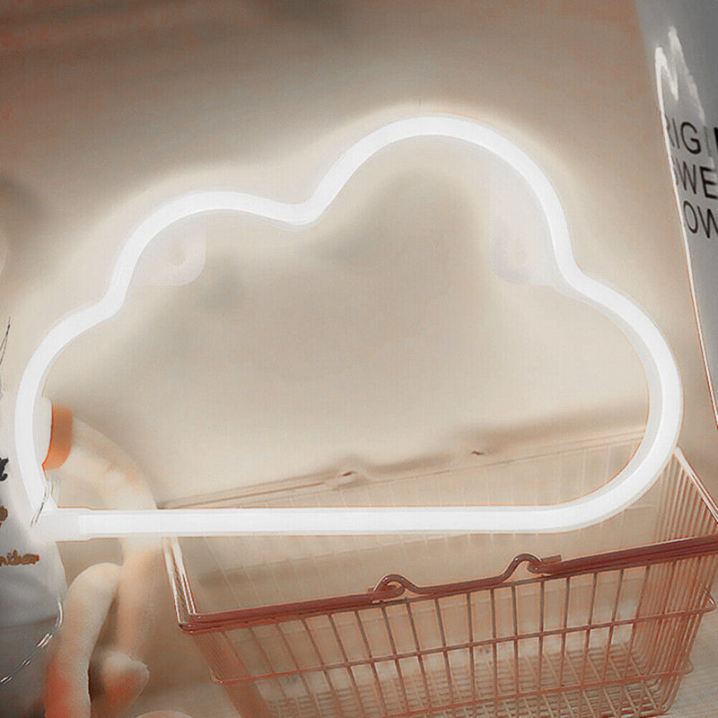 Cartoon Cloud Neon Light USB Battery Operated Hanging Lamp (White Light)