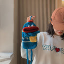Women Cartoon Knitted Sausage Mouth Shoulder Bag Female Purse Mobile Phone Bags