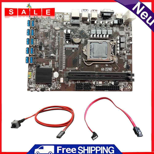 B250C BTC Miner Motherboard Kit+SATA Switch Cable for LGA1151 DDR4 Mining Board