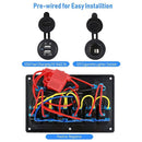 Car RV LED Rocker Switch Panel Digital Voltmeter 6 Gang 12V/24V Dual USB Port