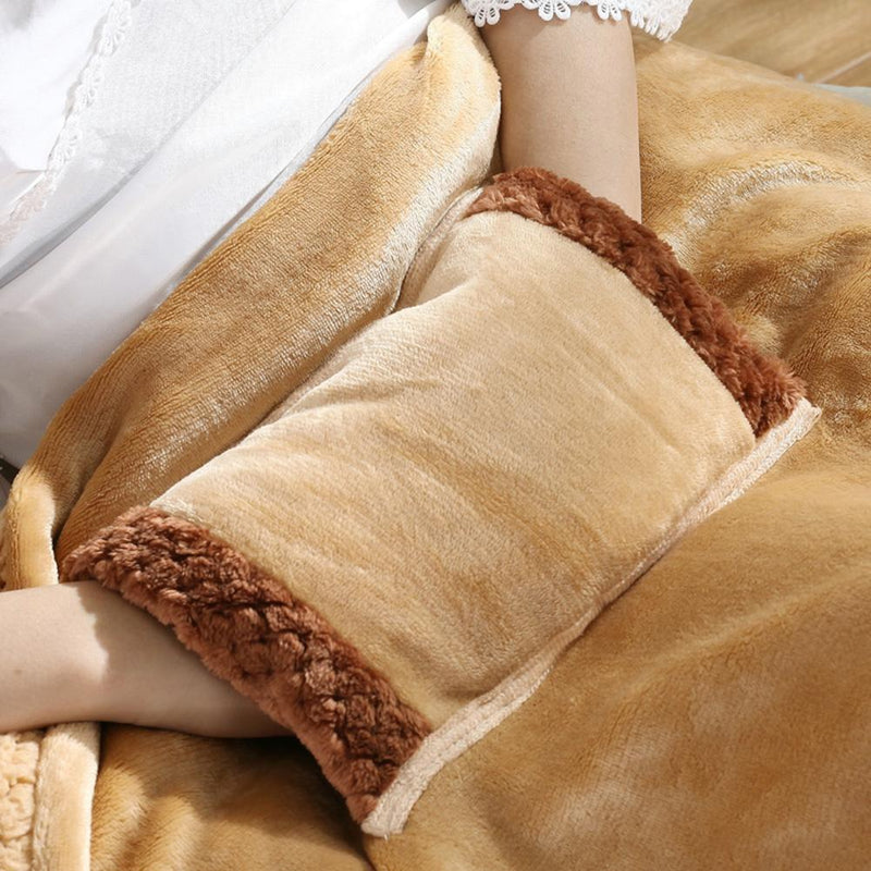 Electric Blanket Adjustable Rope Winter Heated Pad for Home Sofa Bed (Camel)