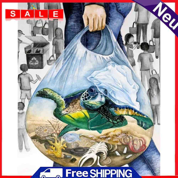 Frameless Sea Turtles Oil Paint By Numbers DIY Kit Handmade Drawing On Canvas