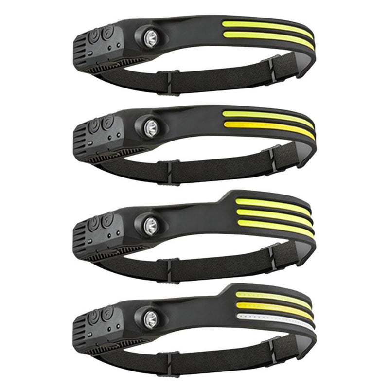 COB LED Sensor Headlight Flashlight USB Outdoor Camping Strong (A White)