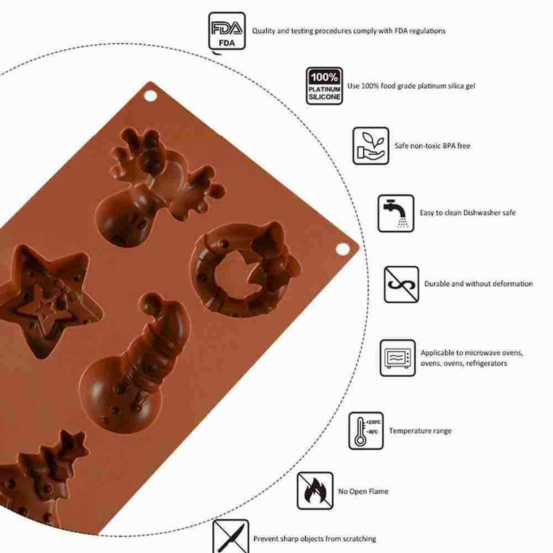 Baking Silicone Mold Christmas 6 With Elk Christmas Snowman Tree P9Q9