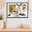 14CT Stamped Cotton Cross Stitch DIY Printed Needlework (Red Tea Set)