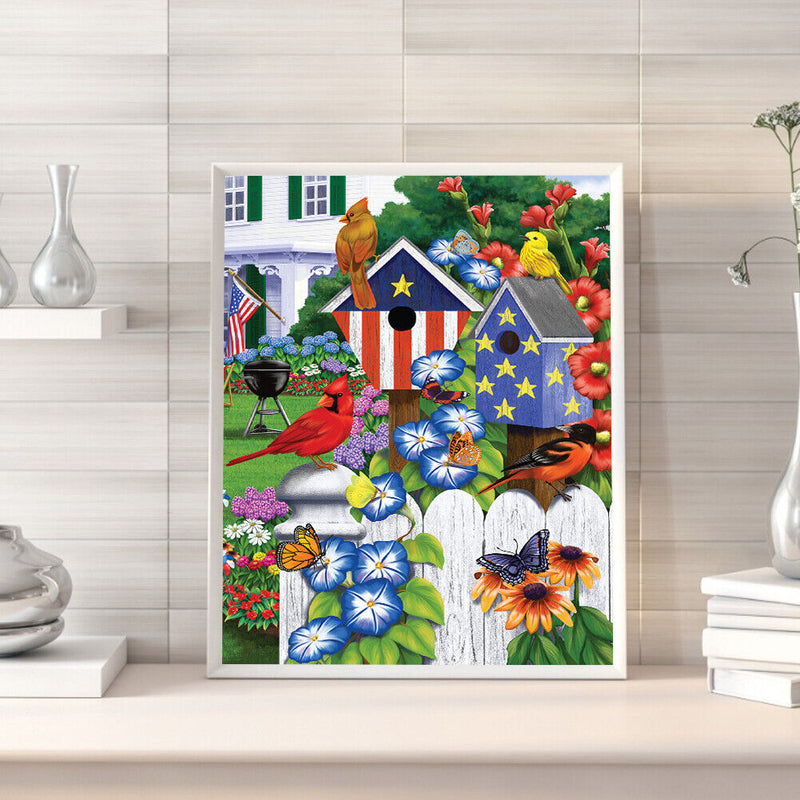 Flower Bird Oil Paint By Numbers DIY Canvas Wall Art Picture Craft Home Decor