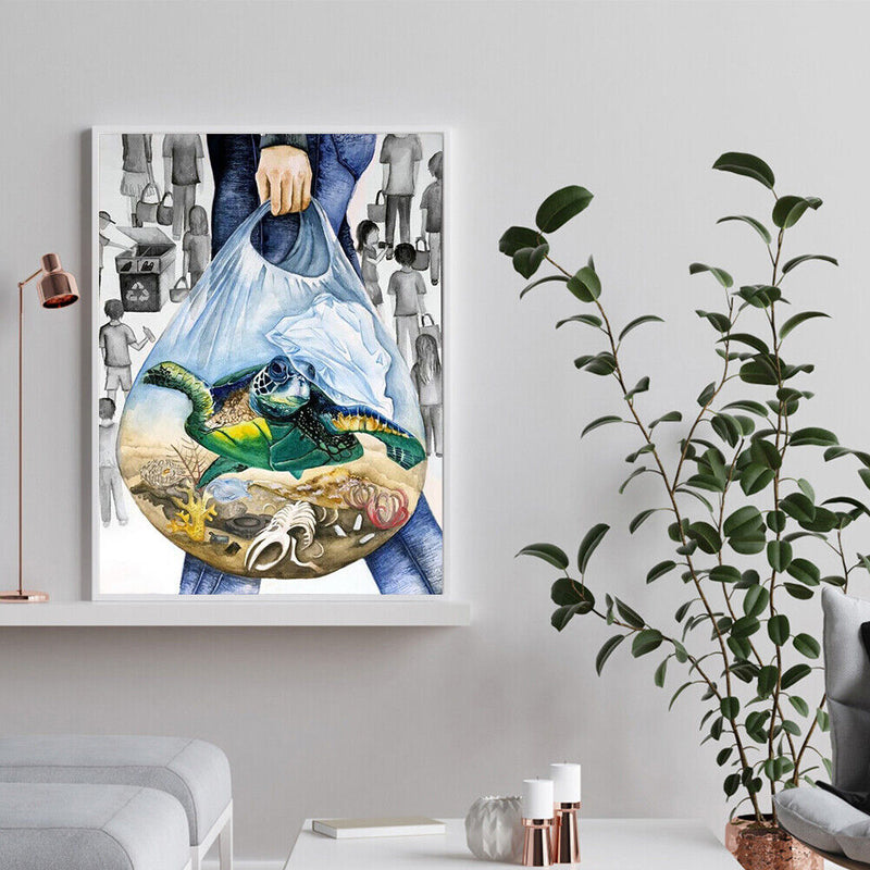 Frameless Sea Turtles Oil Paint By Numbers DIY Kit Handmade Drawing On Canvas