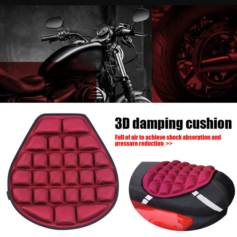 Motorcycle Seat Cushion Motorbike Sunscreen Pressure Relief Saddle (Red) Newly