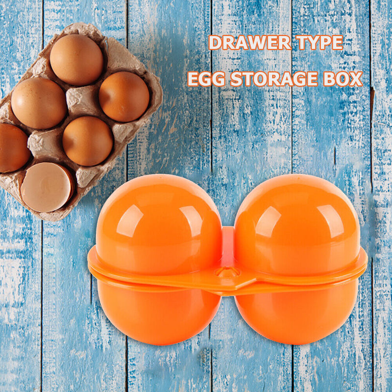 2 Grids Egg Storage Box Camping Picnic Hiking Carrier Egg Holder (Orange) Newly