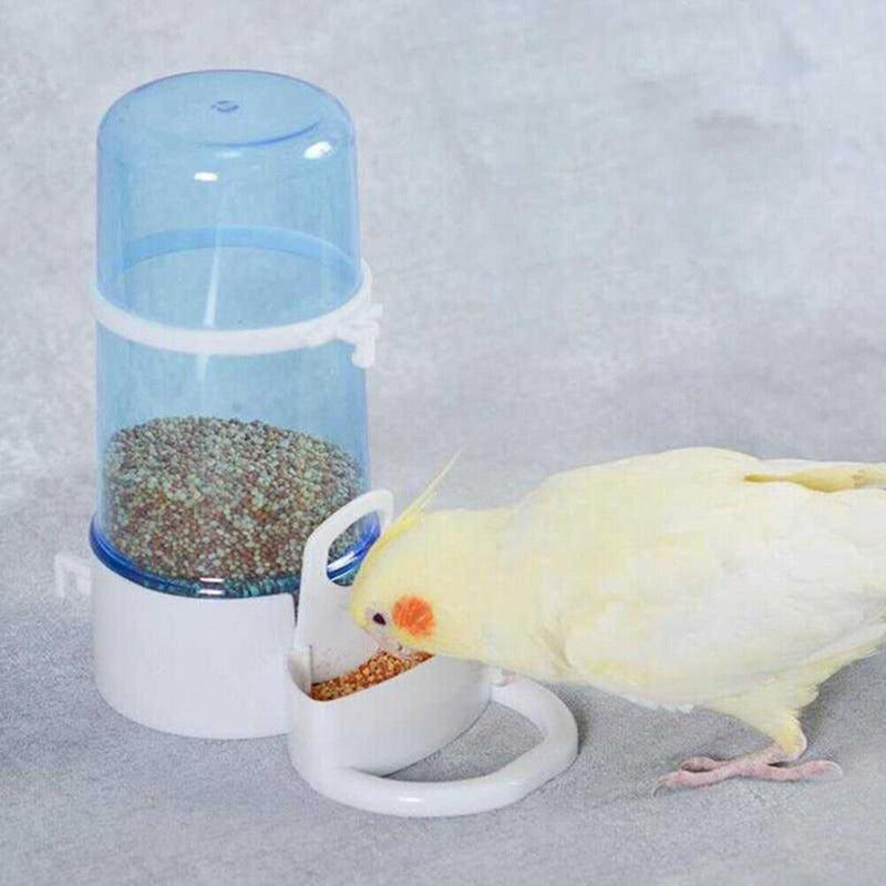 Bird Water Drinker Feeder Automatic Birdcage Dispenser (Transparent Blue)