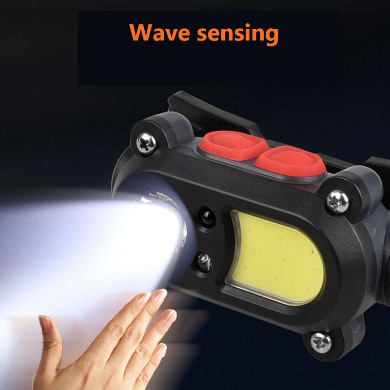COB LED Headlamp Waterproof Headlight 6 Mode USB Sensor Head Lamp for Outdoor