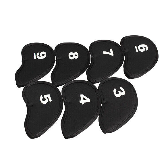 Black Set of 11pcs Golf Club Putter Iron Head Cover Case Protection Sleeve