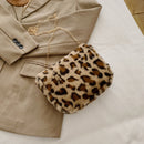 Autumn Plush Shoulder Tote Retro Women Animal Messenger Chain Bag (Leopard)