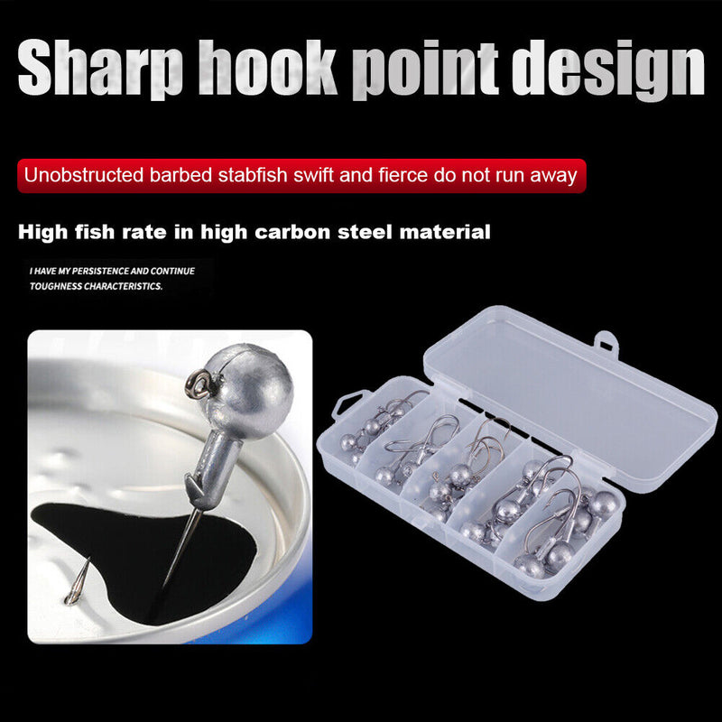 25pcs/Set Jigging Fishing Hook Lead Head Jig Lure Soft Bait Fishing Accessories