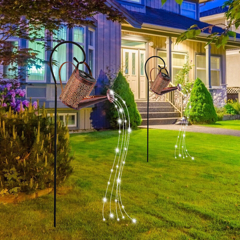 LED Solar Kettle Light Hollow Water Can Fairy String Lamp Garden Decor (B) Newly