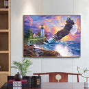 Cross Stitch Full Embroidery Eagle Lighthouse 11CT Stamped Needlework Art Set