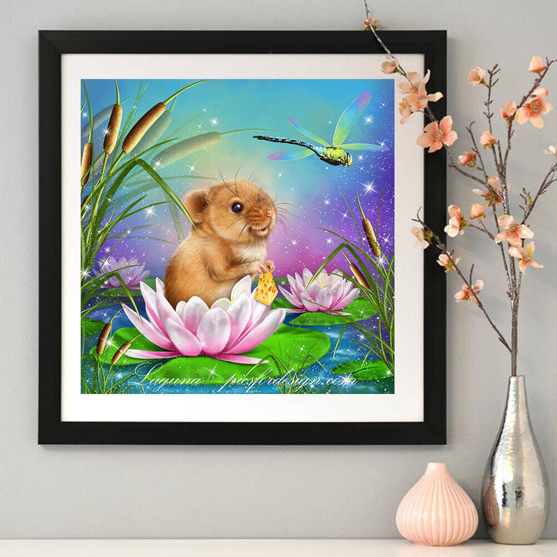 5D DIY Diamond Painting Mouse Dragonfly Full Round Drill Embroidery Craft Newly