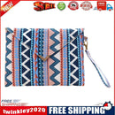 Ethnic Style Women Canvas Print Envelope Wristlet Bag Purse Handbag (Blue)