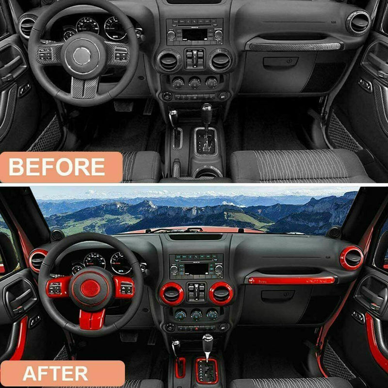28 Pcs Full Set Interior Decoration Trim Kit For Jeep Wrangler JK JKU 2011-2018