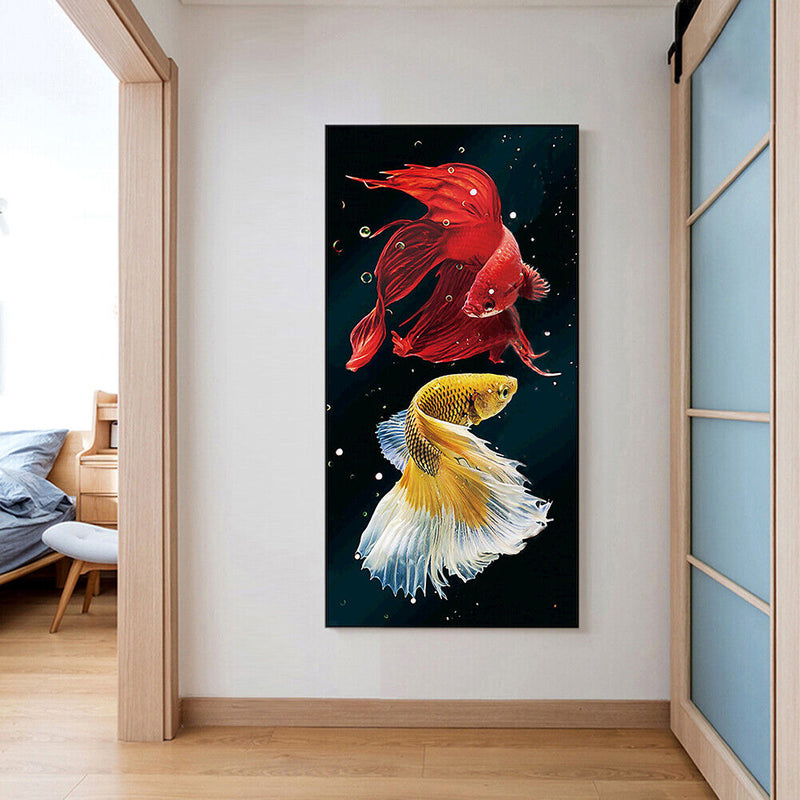 Two Fish Oil Paint By Numbers DIY Canvas Wall Art Picture Craft Home Decoration