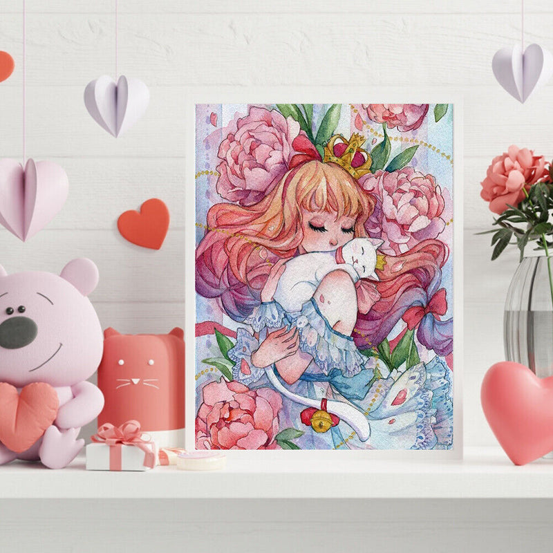 Cross Stitch Full Embroidery Flower Girl Character 11CT Stamped Needlework