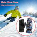 Winter Men Warm Skiing Fleece Gloves with Buckle Thickened (Camo Blue)