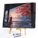 Watching Cherry Blossom Girl DIY Paintings By Number Kits Oil Art Picture