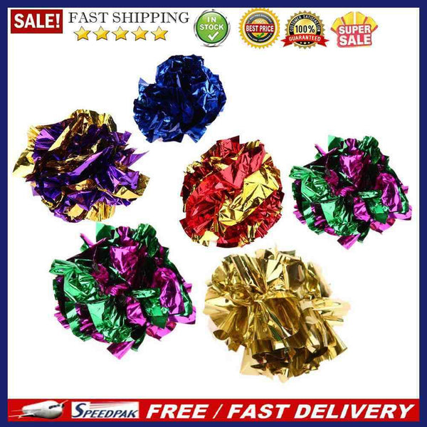 Cat Mylar Balls Colorful Ring Paper Shiny Crinkly Balls Sound Toys(6pcs)