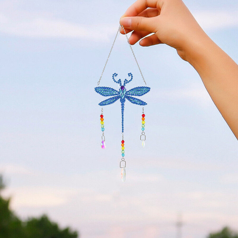DIY Diamond Painting Light Catcher Hanging Crystal Wind Chime (Dragonfly) Newly
