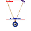 Evil Eye Pendant Necklace Chain - Blue Eye Alloy Rope Chain Necklace Family Gift