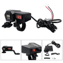 Motorcycle 3.4A Dual USB Charger Handleable Mirror Power Adapter with Voltmeter