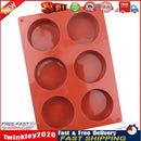 Silicone 6-Cavity Baking Mold Round Shape Chocolate Muffin Mousse Cake DIY Mould