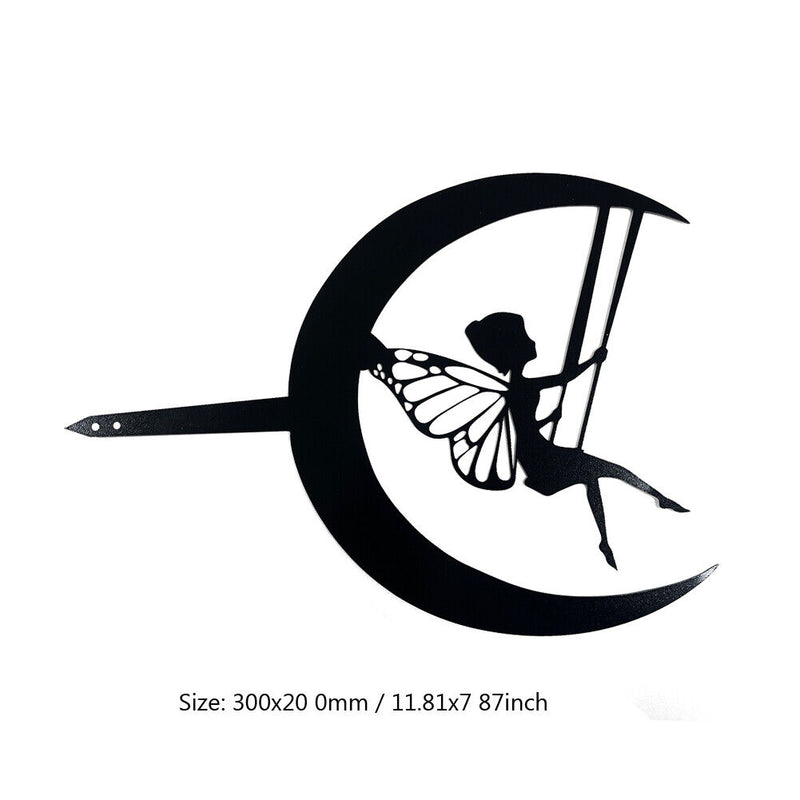 Iron Metal Fairy Silhouette Artwork for Wall Decor Garden Home Decor (B) Newly
