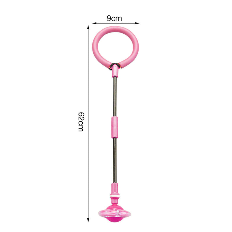 Folding Jumping Rope Ball Glowing One Foot Skip KIds Fitness Toys (Pink) Newly