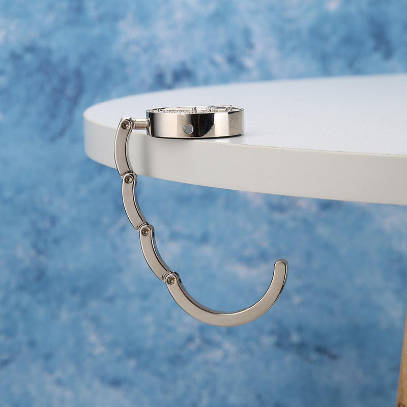 5pcs Portable Metal Foldable Bag Hook Holder Purse Hanger (White)