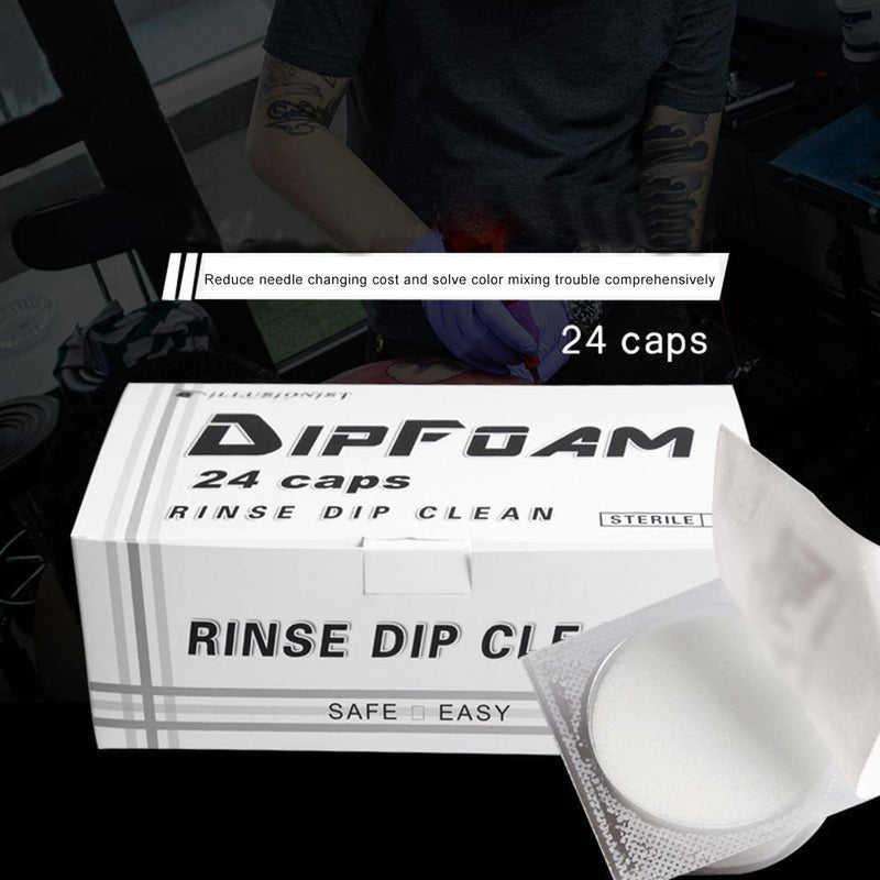 24pcs Disposable Tattoo Cap Dip Foam Cleaning Cup for Tattoo Needles Cartridges