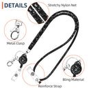 ID Card Lanyard 3 Pack Rhinestone Lanyard + Horizontal / Vertical Badge Holder