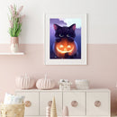 30x40cm 5D DIY Full Round Drill Diamond Painting Halloween Pumpkin Cat Deco